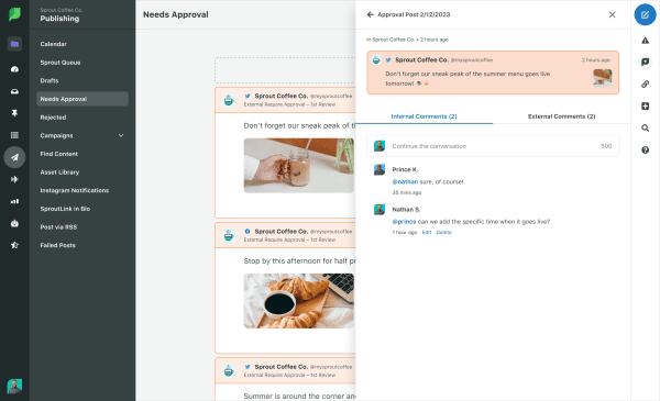 Publishing Needs Approval Internal Sprout Social