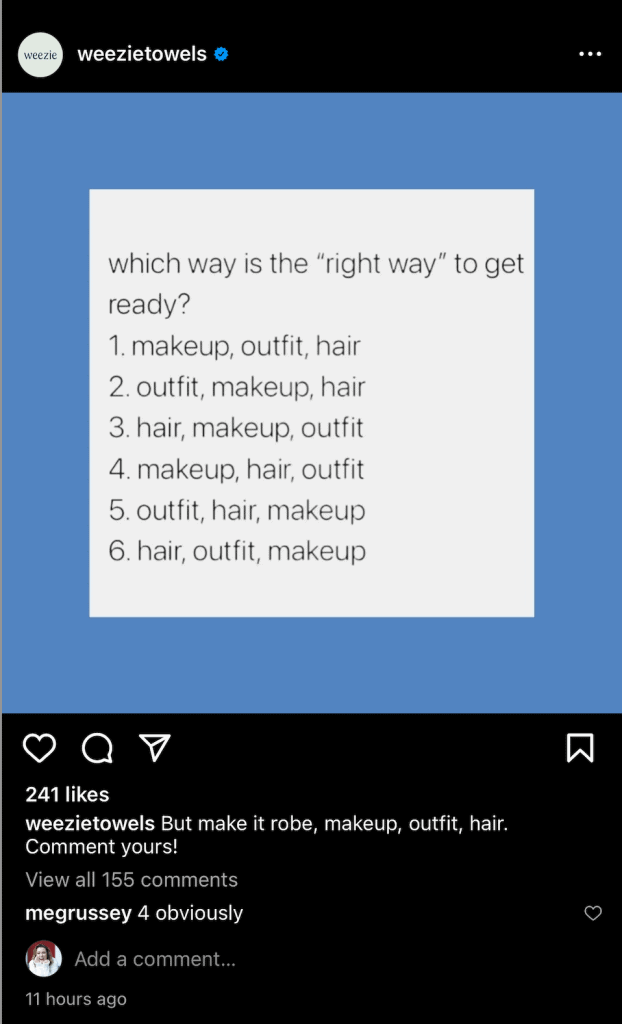 Weezie towels poll IG