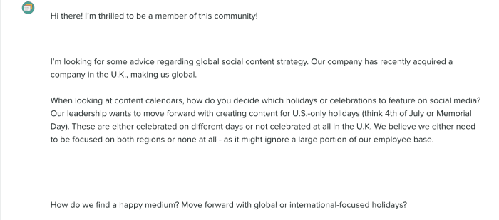 community global smm strategy question