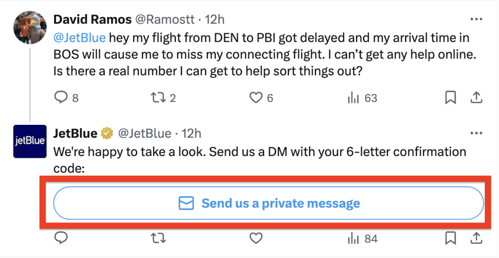 social media escalations to private channels