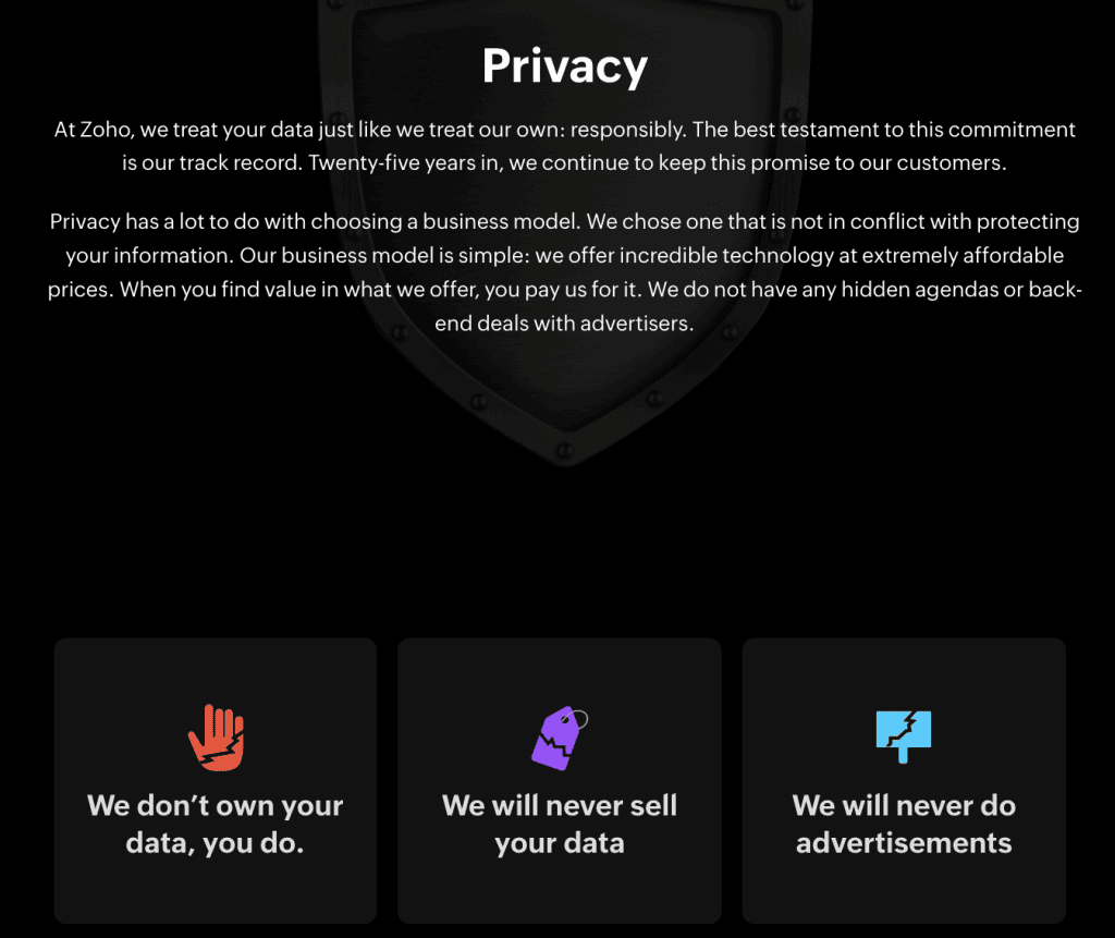 Zoho privacy statement