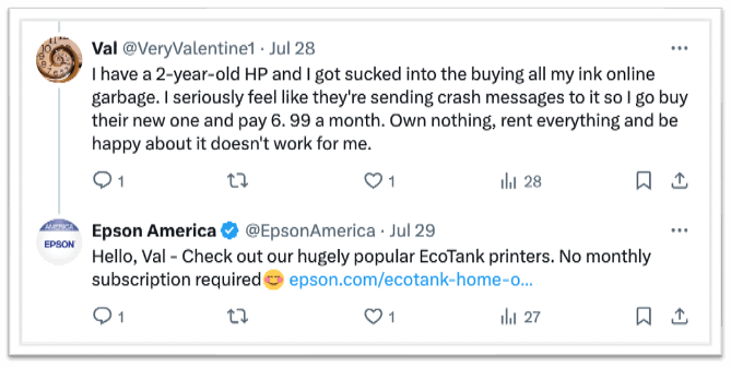 Epson jumping on HP with social selling using social intelligence