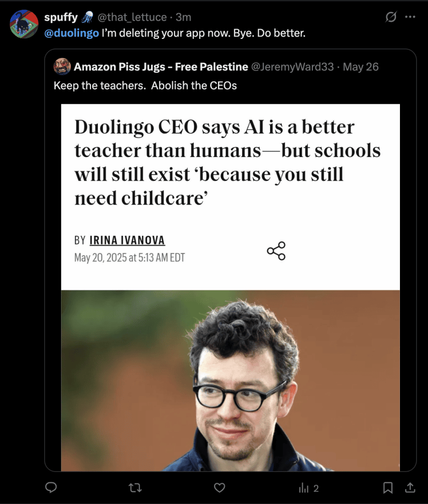 Duolingo example BAD AI integration in business