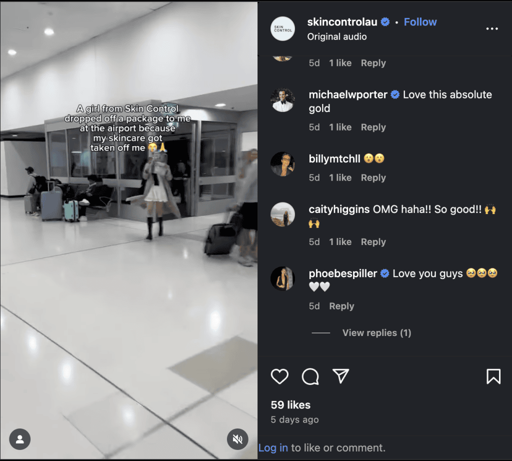 social media customer experience skin control example